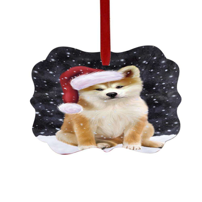 Let it Snow Christmas Holiday Akita Dog Double-Sided Photo Benelux Christmas Ornament LOR48909