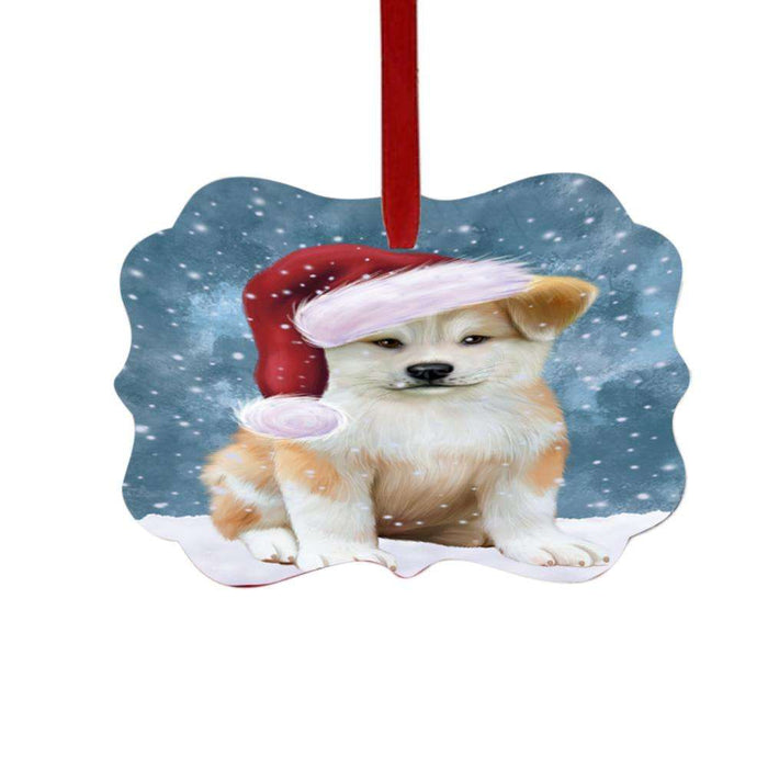 Let it Snow Christmas Holiday Akita Dog Double-Sided Photo Benelux Christmas Ornament LOR48911