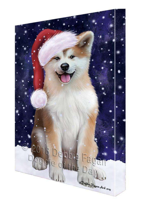 Let it Snow Christmas Holiday Akita Dog Wearing Santa Hat Canvas Print Wall Art Décor CVS106262