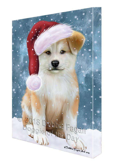 Let it Snow Christmas Holiday Akita Dog Wearing Santa Hat Canvas Print Wall Art Décor CVS106271