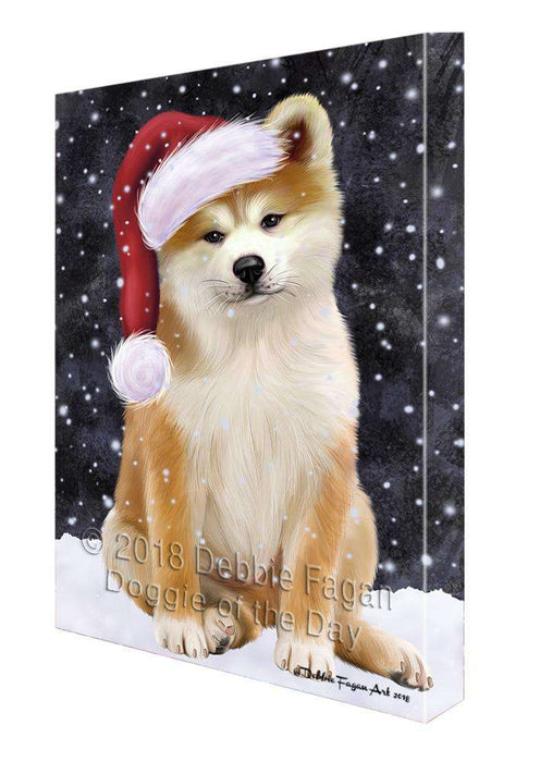Let it Snow Christmas Holiday Akita Dog Wearing Santa Hat Canvas Print Wall Art Décor CVS106280