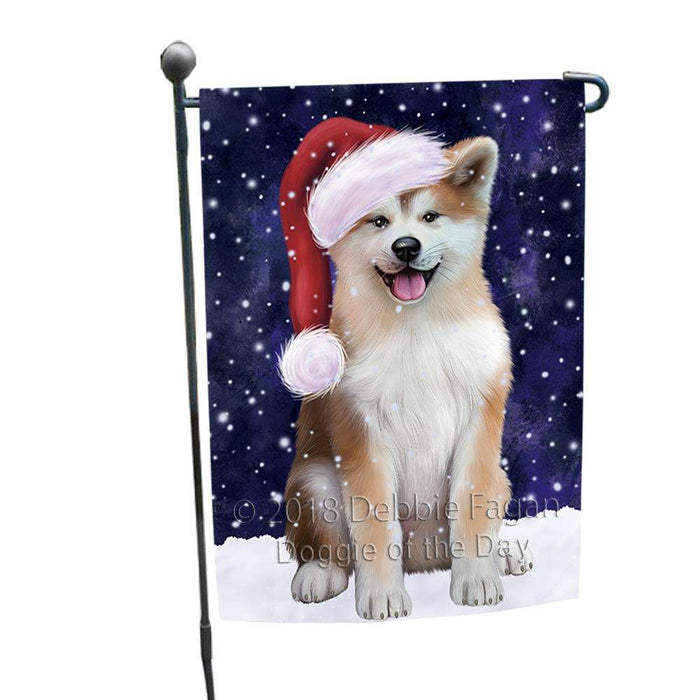 Let it Snow Christmas Holiday Akita Dog Wearing Santa Hat Garden Flag GFLG54330