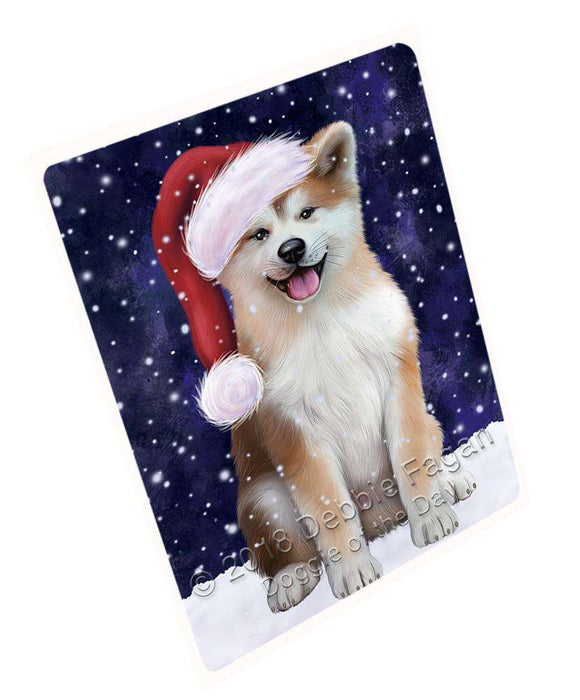 Let it Snow Christmas Holiday Akita Dog Wearing Santa Hat Large Refrigerator / Dishwasher Magnet RMAG86490