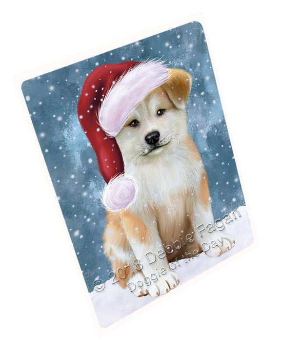 Let it Snow Christmas Holiday Akita Dog Wearing Santa Hat Large Refrigerator / Dishwasher Magnet RMAG86496