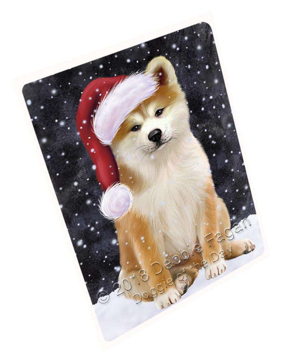 Let it Snow Christmas Holiday Akita Dog Wearing Santa Hat Large Refrigerator / Dishwasher Magnet RMAG86502