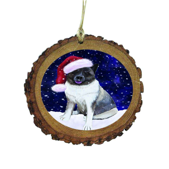 Let it Snow Christmas Holiday Akita Dog Wooden Christmas Ornament WOR48386