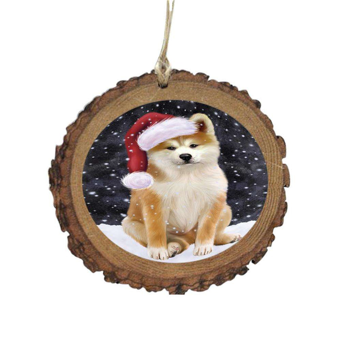 Let it Snow Christmas Holiday Akita Dog Wooden Christmas Ornament WOR48909