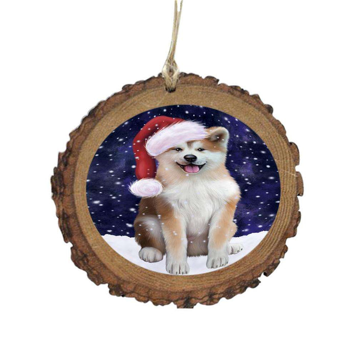 Let it Snow Christmas Holiday Akita Dog Wooden Christmas Ornament WOR48910