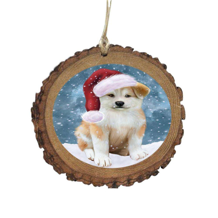 Let it Snow Christmas Holiday Akita Dog Wooden Christmas Ornament WOR48911