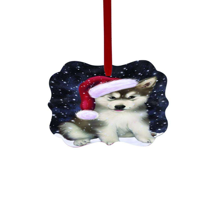 Let it Snow Christmas Holiday Alaskan Malamute Dog Double-Sided Photo Benelux Christmas Ornament LOR48387