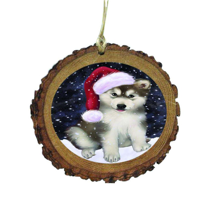 Let it Snow Christmas Holiday Alaskan Malamute Dog Wooden Christmas Ornament WOR48387