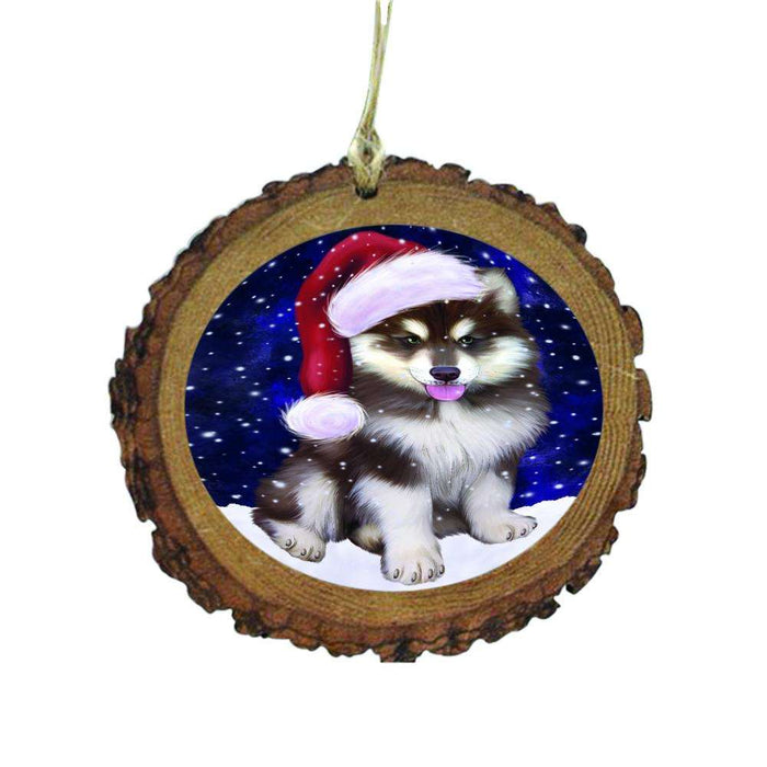 Let it Snow Christmas Holiday Alaskan Malamute Dog Wooden Christmas Ornament WOR48388