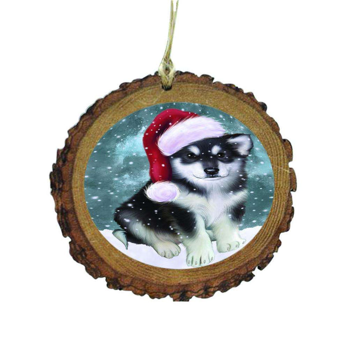 Let it Snow Christmas Holiday Alaskan Malamute Dog Wooden Christmas Ornament WOR48389