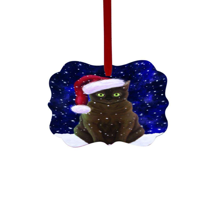 Let it Snow Christmas Holiday American Bermese Zibeline Cat Double-Sided Photo Benelux Christmas Ornament LOR48392