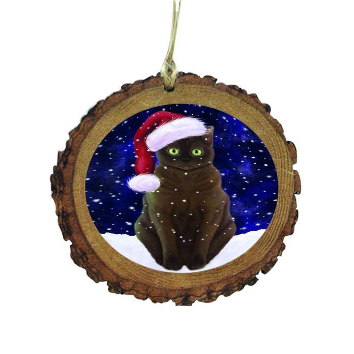 Let it Snow Christmas Holiday American Bermese Zibeline Cat Wooden Christmas Ornament WOR48392