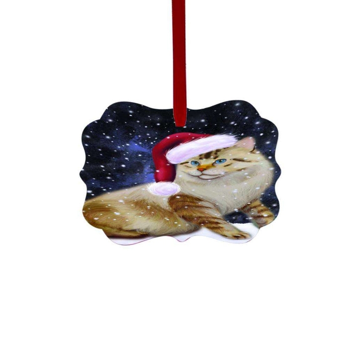 Let it Snow Christmas Holiday American Bobtail Cat Double-Sided Photo Benelux Christmas Ornament LOR48393