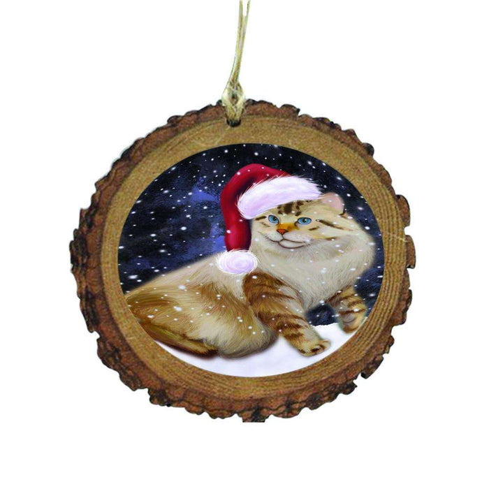 Let it Snow Christmas Holiday American Bobtail Cat Wooden Christmas Ornament WOR48393