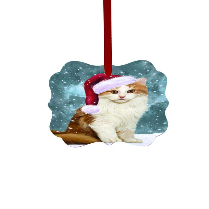 Let it Snow Christmas Holiday American Curl Cat Double-Sided Photo Benelux Christmas Ornament LOR48390