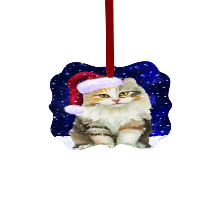 Let it Snow Christmas Holiday American Curl Cat Double-Sided Photo Benelux Christmas Ornament LOR48394