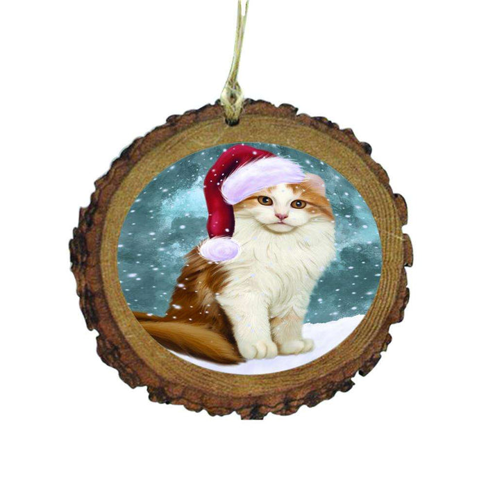 Let it Snow Christmas Holiday American Curl Cat Wooden Christmas Ornament WOR48390