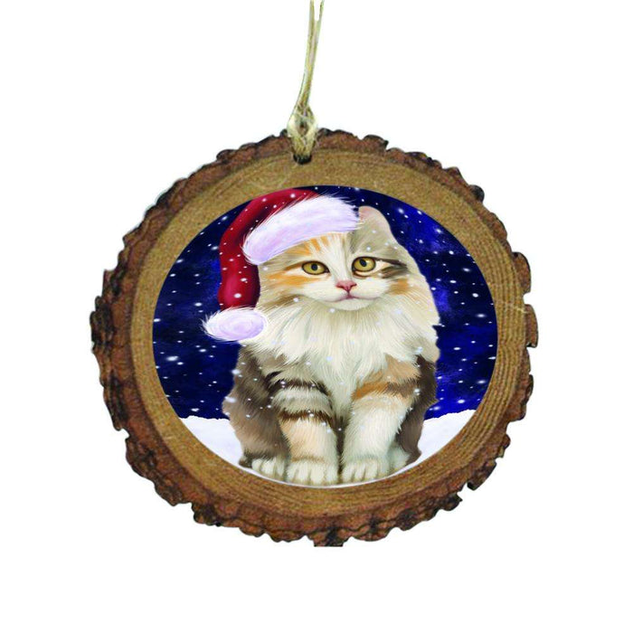 Let it Snow Christmas Holiday American Curl Cat Wooden Christmas Ornament WOR48394