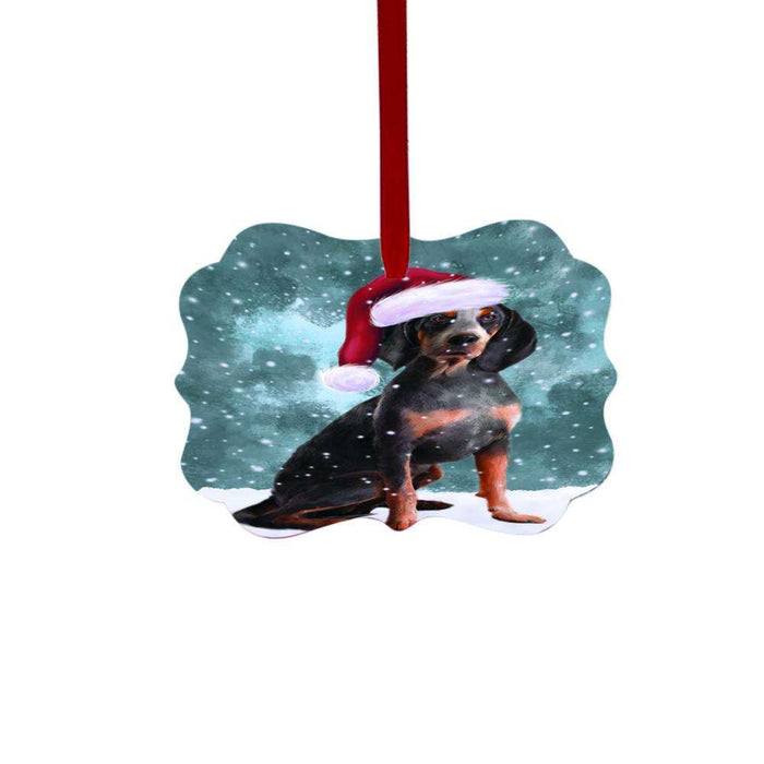 Let it Snow Christmas Holiday American English Coonhound Dog Double-Sided Photo Benelux Christmas Ornament LOR48395