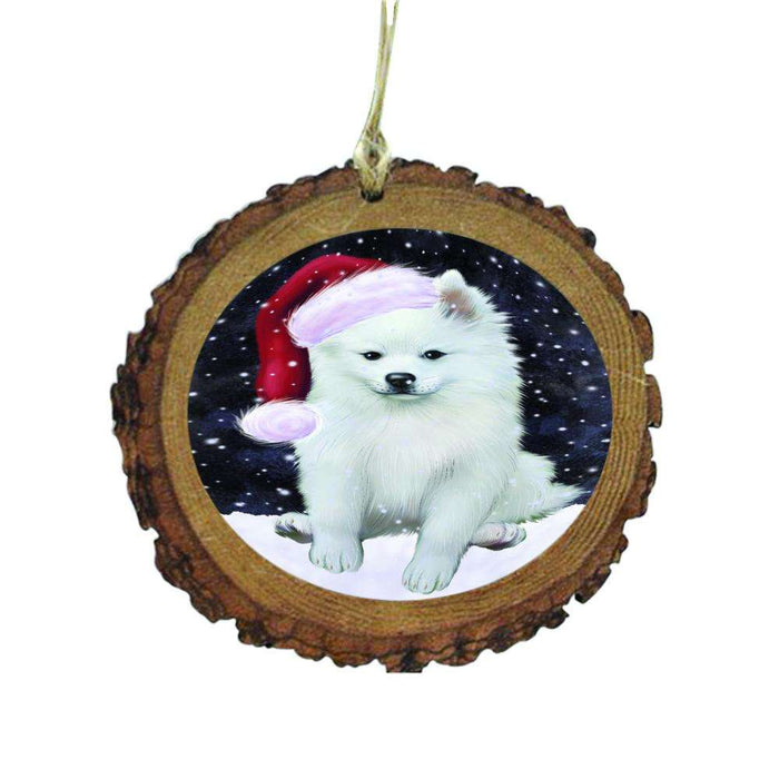 Let it Snow Christmas Holiday American Eskimo Dog Wooden Christmas Ornament WOR48396