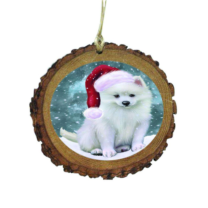 Let it Snow Christmas Holiday American Eskimo Dog Wooden Christmas Ornament WOR48398