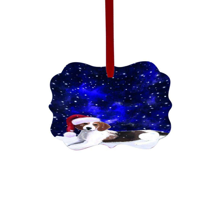 Let it Snow Christmas Holiday American Foxhound Dog Double-Sided Photo Benelux Christmas Ornament LOR48399