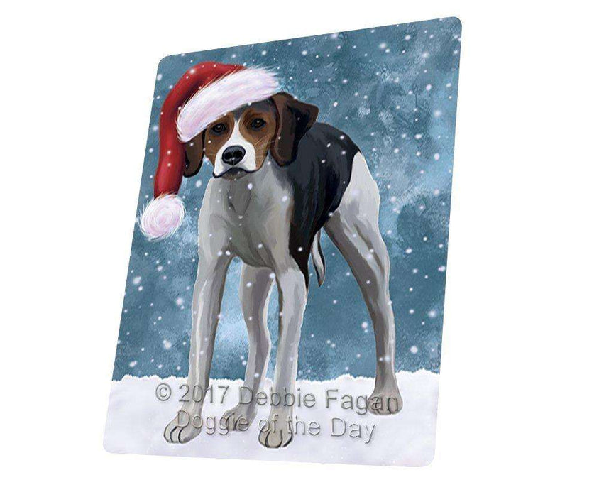 Let it Snow Christmas Holiday American Foxhound Dog Wearing Santa Hat Art Portrait Print Woven Throw Sherpa Plush Fleece Blanket D096