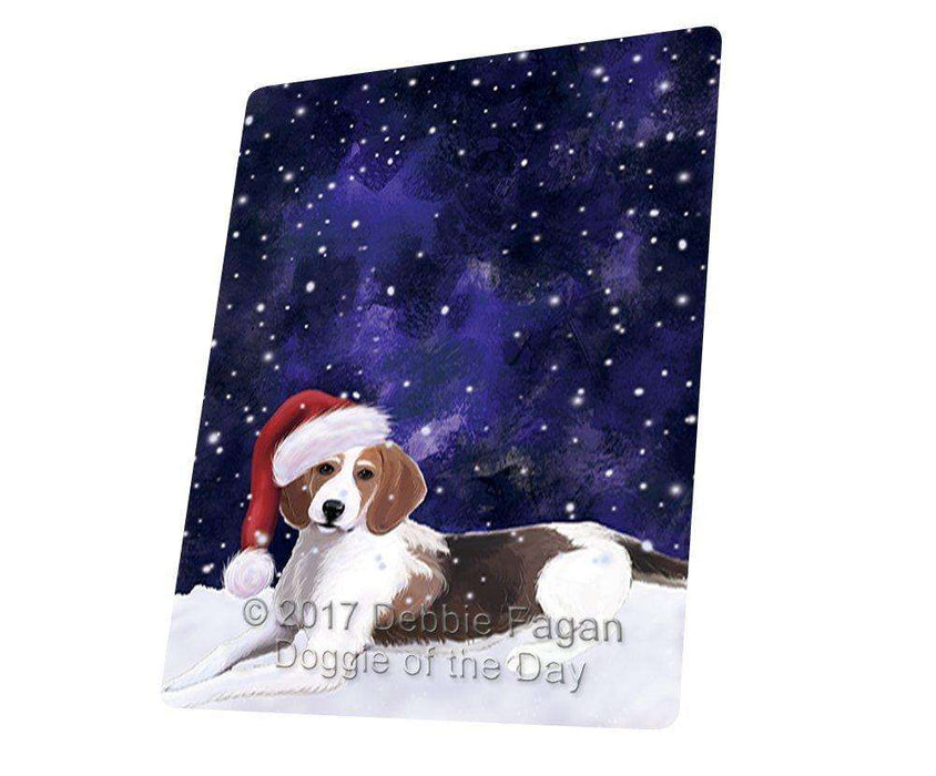 Let it Snow Christmas Holiday American Foxhound Dog Wearing Santa Hat Art Portrait Print Woven Throw Sherpa Plush Fleece Blanket D100