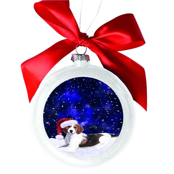 Let it Snow Christmas Holiday American Foxhound Dog White Round Ball Christmas Ornament WBSOR48399