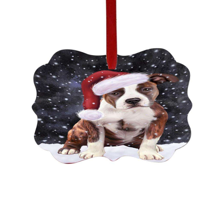 Let it Snow Christmas Holiday American Staffordshire Dog Double-Sided Photo Benelux Christmas Ornament LOR48912