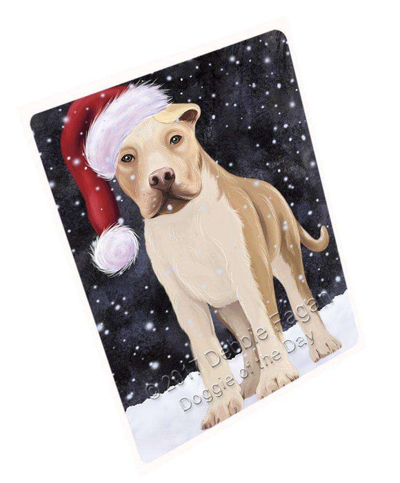 Let it Snow Christmas Holiday American Staffordshire Dog Wearing Santa Hat Large Refrigerator / Dishwasher Magnet D011