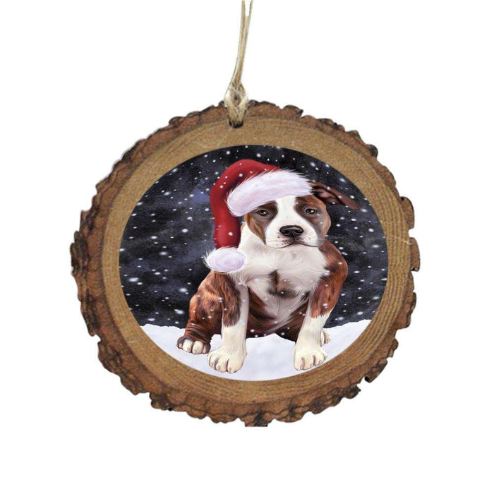 Let it Snow Christmas Holiday American Staffordshire Dog Wooden Christmas Ornament WOR48912