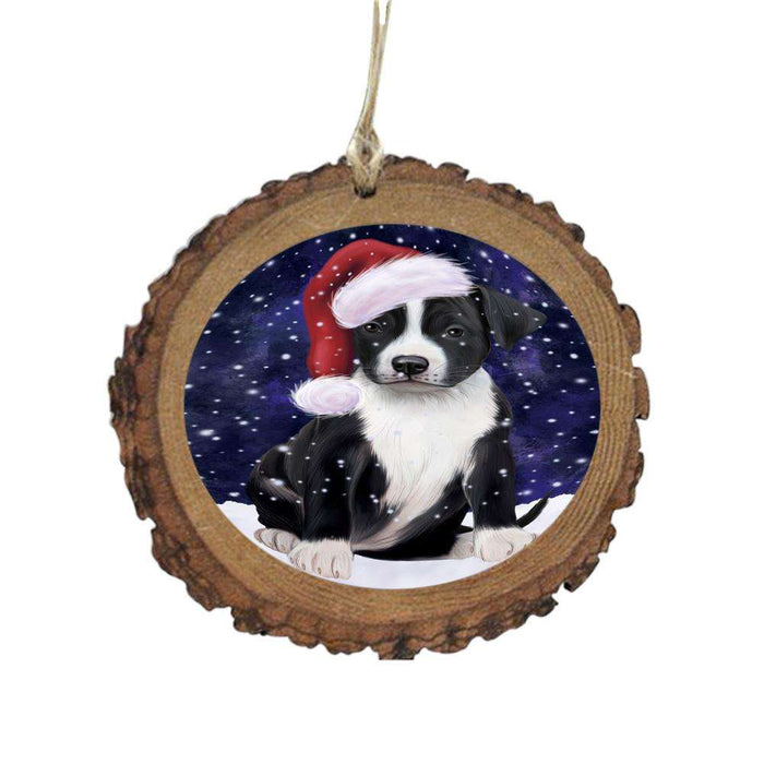 Let it Snow Christmas Holiday American Staffordshire Dog Wooden Christmas Ornament WOR48913