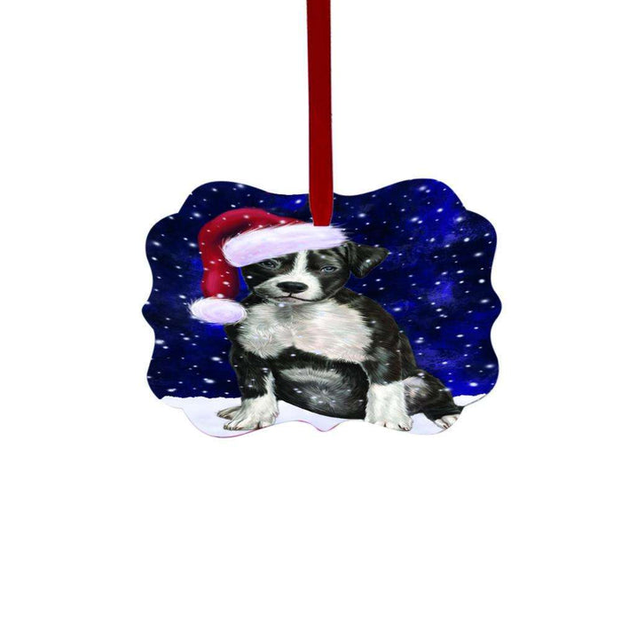 Let it Snow Christmas Holiday American Staffordshire Terrier Dog Double-Sided Photo Benelux Christmas Ornament LOR48372