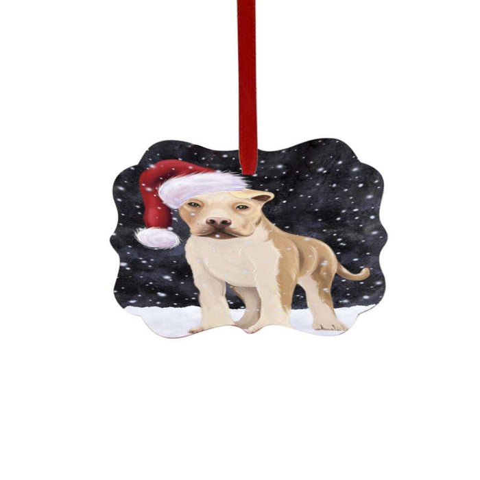 Let it Snow Christmas Holiday American Staffordshire Terrier Dog Double-Sided Photo Benelux Christmas Ornament LOR48401