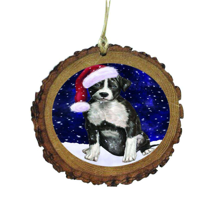 Let it Snow Christmas Holiday American Staffordshire Terrier Dog Wooden Christmas Ornament WOR48372