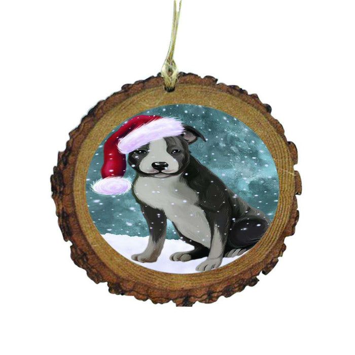 Let it Snow Christmas Holiday American Staffordshire Terrier Dog Wooden Christmas Ornament WOR48400