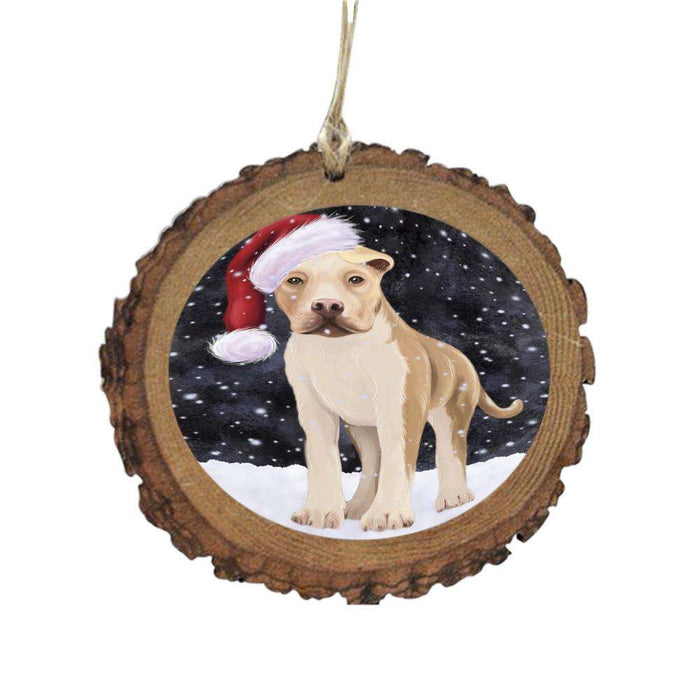 Let it Snow Christmas Holiday American Staffordshire Terrier Dog Wooden Christmas Ornament WOR48401