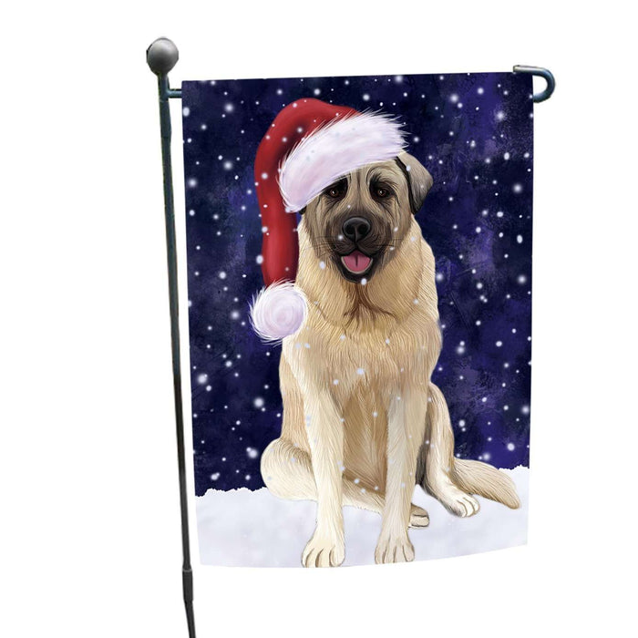 Let it Snow Christmas Holiday Anatolian Shepherd Dog Wearing Santa Hat Garden Flag FLG011