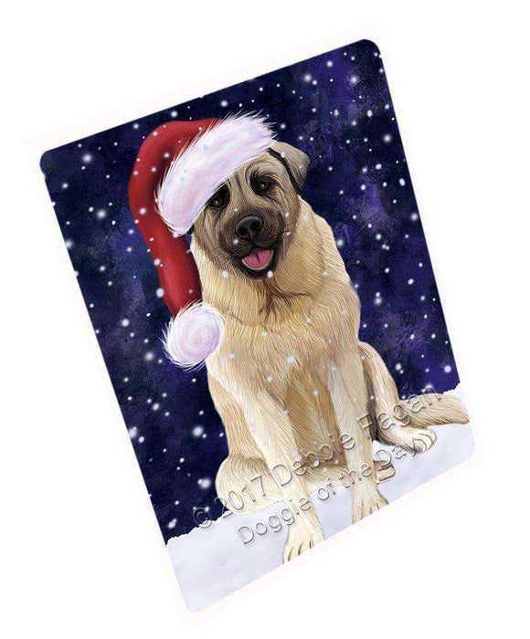 Let It Snow Christmas Holiday Anatolian Shepherd Dog Wearing Santa Hat Magnet Mini (3.5" x 2") D012