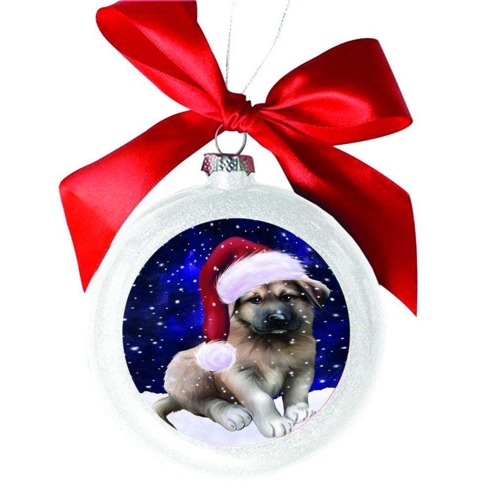 Let it Snow Christmas Holiday Anatolian Shepherd Dog White Round Ball Christmas Ornament WBSOR48405
