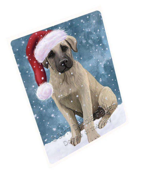 Let It Snow Christmas Holiday Anatolian Shepherd Puppy Dog Wearing Santa Hat Magnet Mini (3.5" x 2") D013