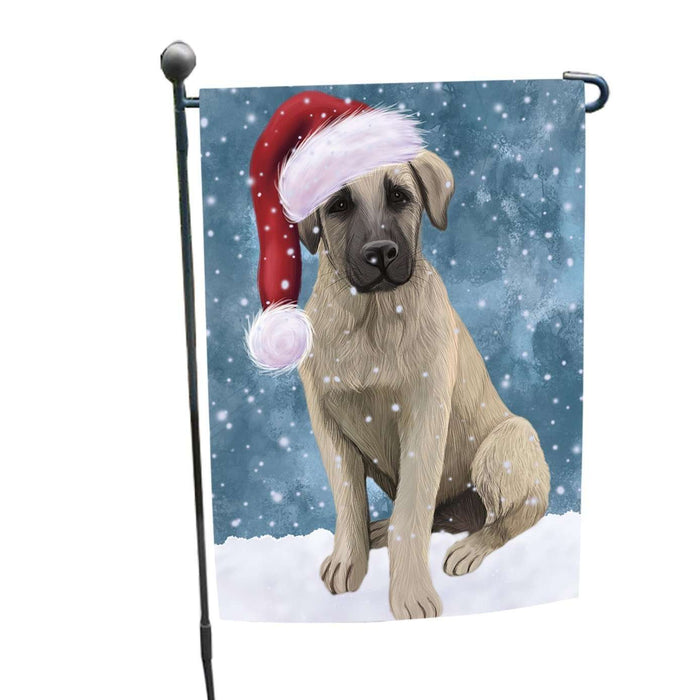 Let it Snow Christmas Holiday Anatolian Shepherd Puppy Wearing Santa Hat Garden Flag FLG012