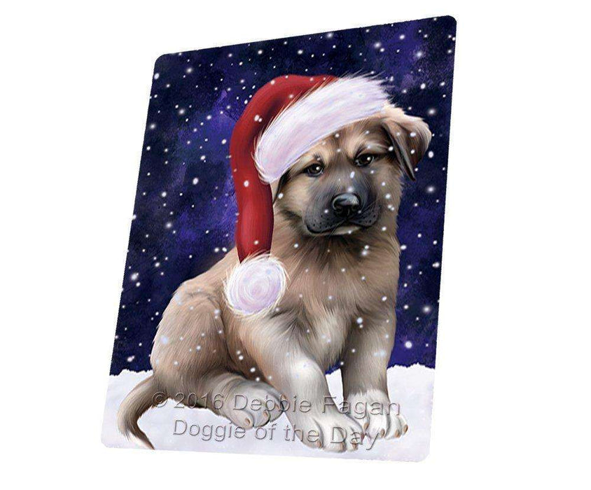 Let it Snow Christmas Holiday Anatolian Shepherds Dog Wearing Santa Hat Art Portrait Print Woven Throw Sherpa Plush Fleece Blanket