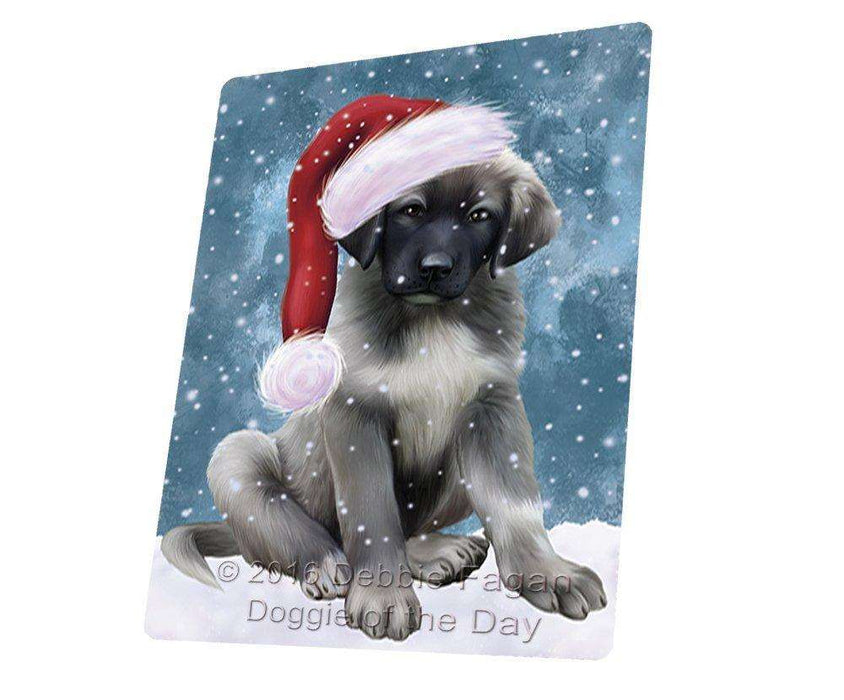 Let it Snow Christmas Holiday Anatolian Shepherds Dog Wearing Santa Hat Art Portrait Print Woven Throw Sherpa Plush Fleece Blanket