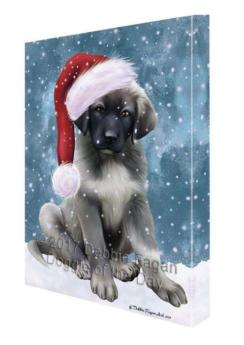 Let it Snow Christmas Holiday Anatolian Shepherds Dog Wearing Santa Hat Canvas Wall Art