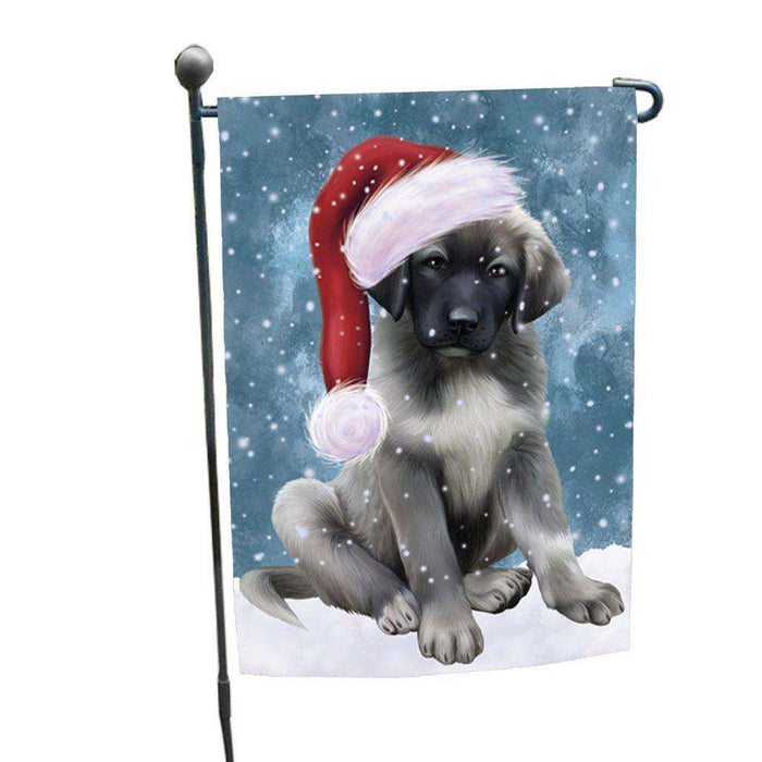 Let it Snow Christmas Holiday Anatolian Shepherds Dog Wearing Santa Hat Garden Flag